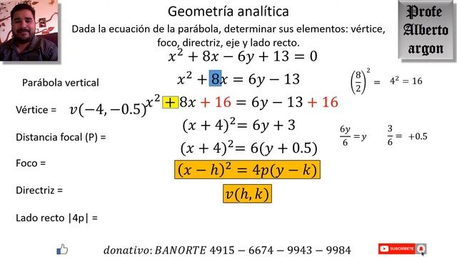 Determina los elementos y grafica la parábola 𝑥^2+8𝑥−6𝑦+13=0 смотреть онлайн