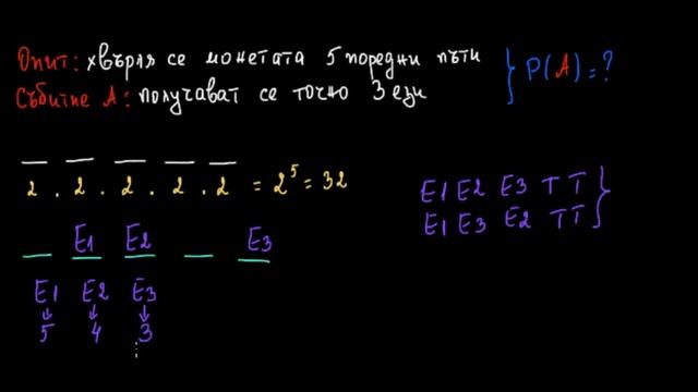 Вероятност да получим ези точно три пъти при пет хвърляния на монета смотреть онлайн