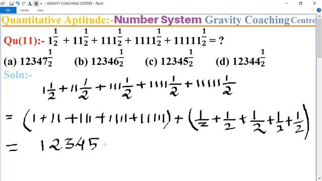 Q11 | 1(1/2) + 11(1/2) + 111(1/2) + 1111(1/2) + 11111(1/2) =? | Quantitative Aptitude- Number Syste смотреть онлайн