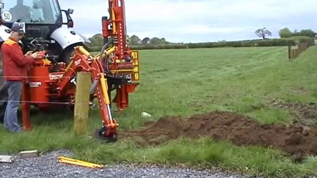 Excavator postdriver Vector powerdrive fencing post driver knocker pile postpounder pounder fencer смотреть онлайн