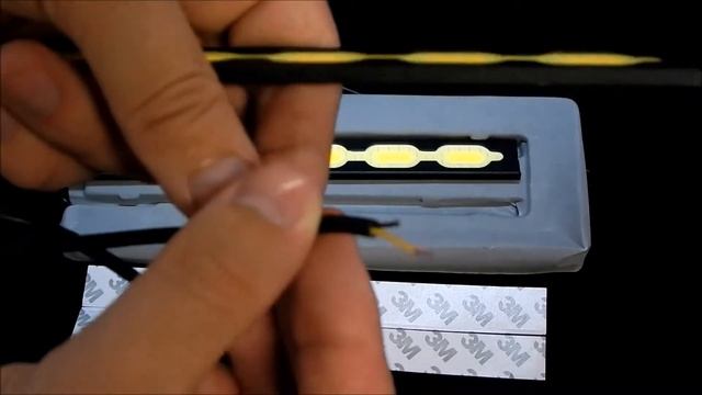 Дневные ходовые огни LED DRL COB c поворотником ЗВЕНЬЯ  20 CM  Черный корпус