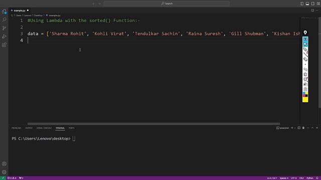 Use of Lambda Function | Lambda Function with sorted() Functions