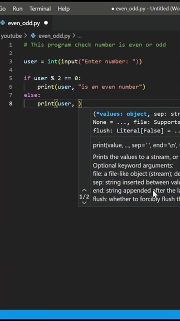 🔥💯Check if a Number is Odd or Even in Python #shorts #short #python смотреть онлайн