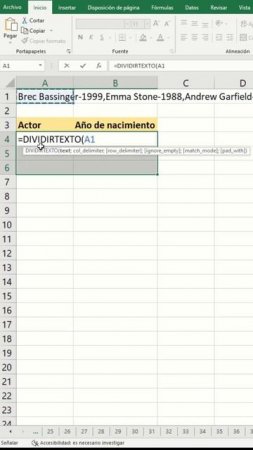 Dividir el texto de una celda a dos columnas en Excel 📊