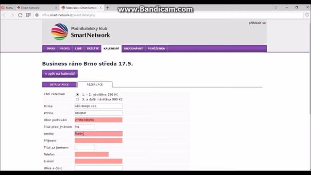Smart Network  jak se přihlásit na akci v klubu Smart Network