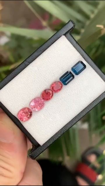 5ct natural pink red and blue colors Faceted tourmaline pairs Collection 6mm to 7mm sg