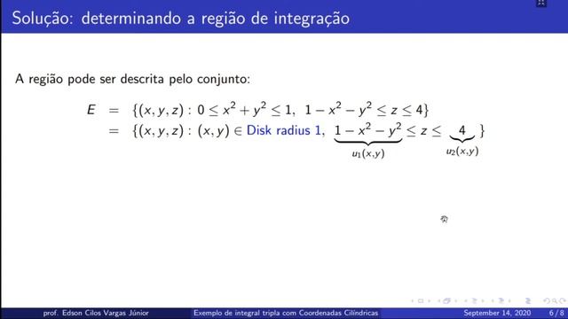 Integral tripla  coordenadas cilíndricas  Exemplo 1