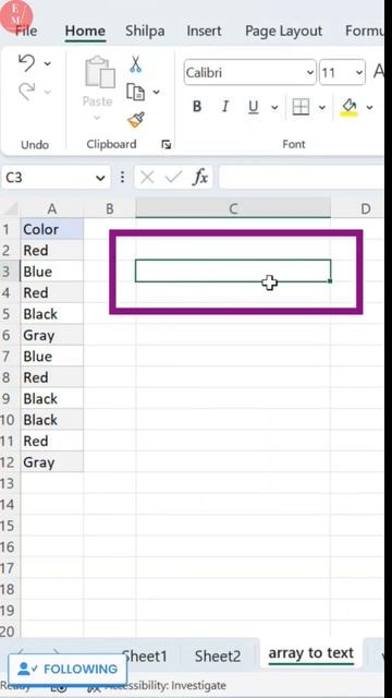 arraytotext formula in excel 365 office app