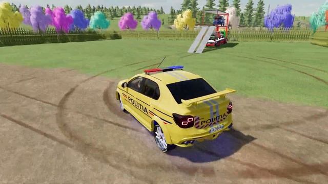 POLICE CAR FIRE TRUCK AMBULANCE CAR TRANSPORT COLORFUL CARS CARS FS22