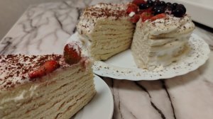 Торт сметанник на сковороде. Самый простой и быстрый способ.-на кефире.