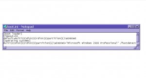 Изменение файла boot.ini в Windows 2000