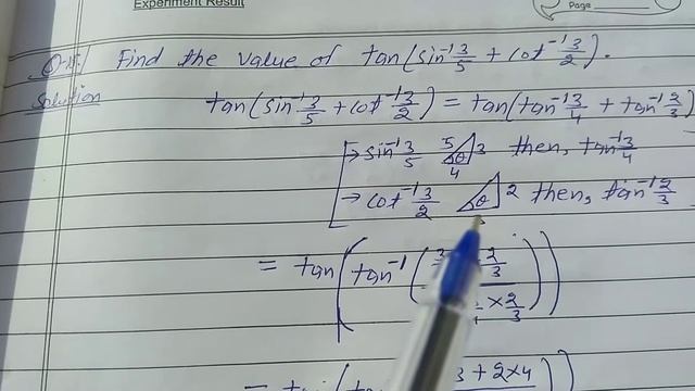 Find the value of tan(sin^-1(3/5) + cot^-1(3/2)) смотреть онлайн