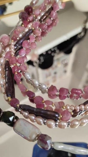Многослойный сет турмалин жемчуг бусы