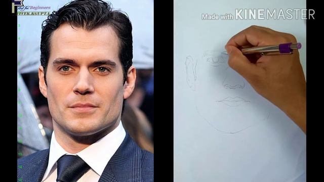 How to Draw Face Outline  Free Hand Drawing  Henry Cavill  Art for Beginners  by Vivek.KGupta