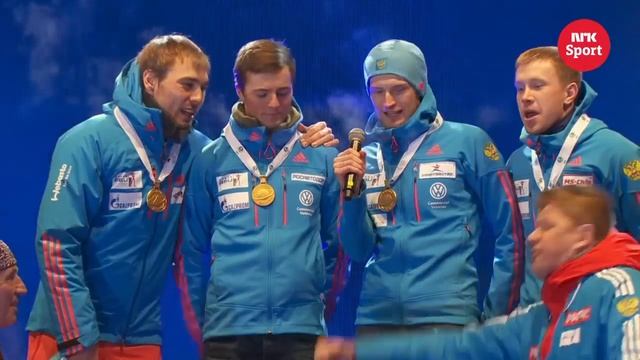 Исполнение биатлонистами гимна Российской Федерации. Хохфильцен 2017 (Hochfilzen 2017) смотреть онлайн