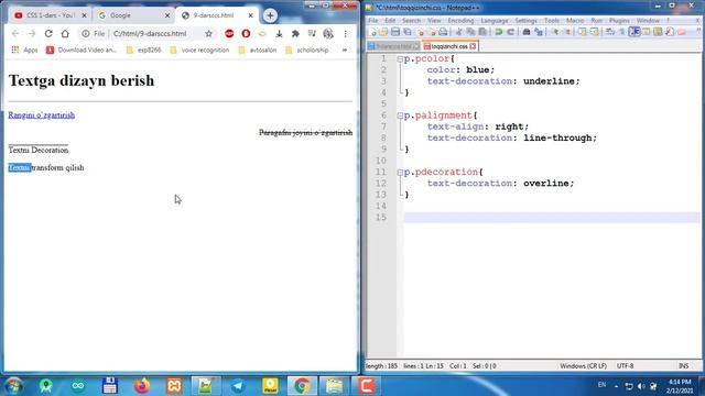 CSS 9-video dars (Textga dizayn berish) смотреть онлайн