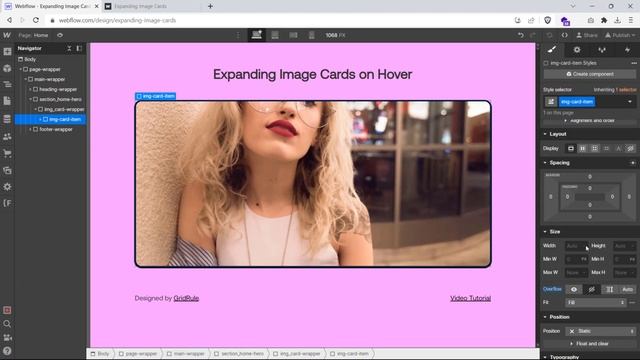 How To Create Expandable Image Cards On Hover In Webflow