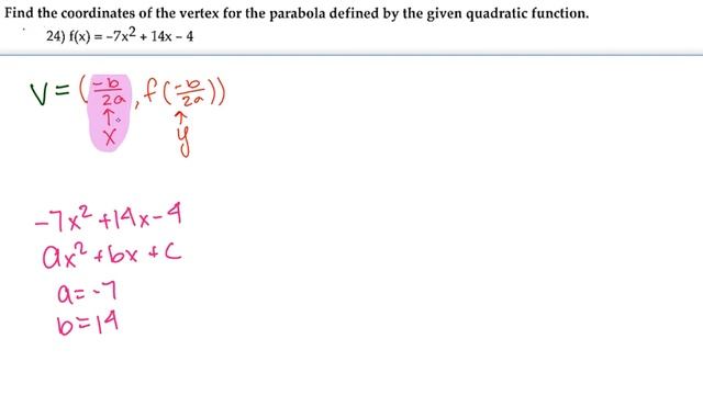 24) Find the coordinates of the vertex for the parabola... смотреть онлайн