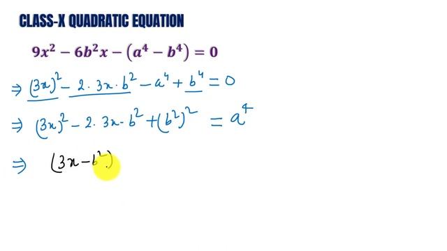 9x^2-6b^2x-(a^4-b^4)=0 Solve by Factorisation🔥🔥🔥 смотреть онлайн