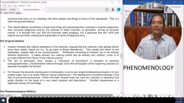 Phenomenology of Edmund Husserl  (Jove S. Aguas)