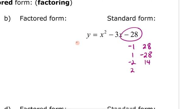 MPM2D Unit 3 Lesson 7 Converting from Standard to Factored Form смотреть онлайн