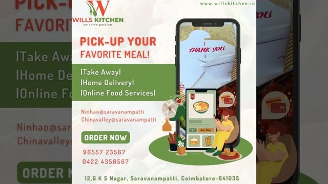 WILLS KITCHEN @SARAVANAMPATTI | CLOUD KITCHEN | TAKE AWAY | HOME DELIVERY | ONLINE FOOD SERVICES |