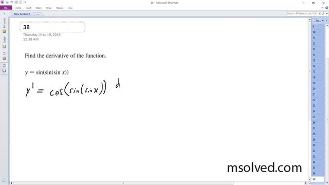 y  sinsinsin x Find the derivative of the function.