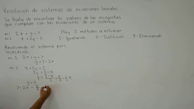 Sistemas de ecuaciones, método de igualación смотреть онлайн