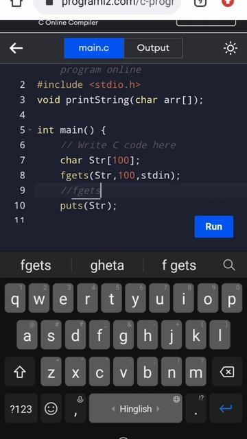 String function of c language || #learn_coding #shorts #coding