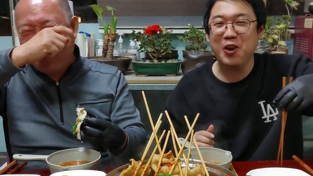 미나리김밥 얼큰숙주어묵우동 먹방 (kimbap spicy bean sprouts fish cake udon) KOREAN MUKBANG eating show asmr 요리먹방