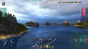 Cruiser Des Moines: 3,5k bxp on map Mountain Range - World of Warships