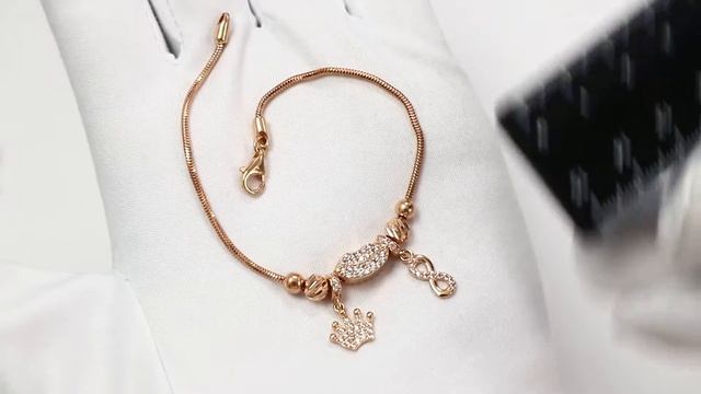 Золотой браслет Пандора-CHARM Александра с фианитом