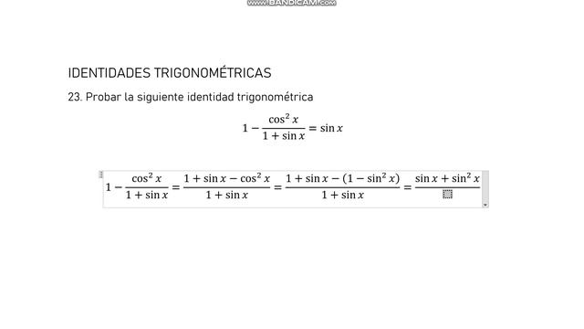 23. Probar que 1-cos^2 x/(1+sin x )=sin x смотреть онлайн