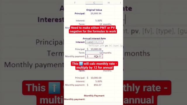 Interest rate, monthly payment and more #exceltutorial