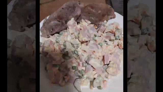 Классический рецепт салата оливье.отбивные по домашнему рецепту.Рецепт оливье.Russka salata.Meso.🤤