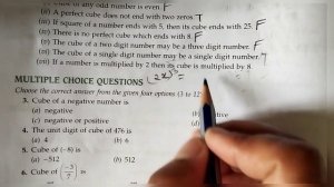 ml aggarwal class 8 maths chapter 4 (Cubes & Cube Roots) Mental Maths & Multiple Choice Questions