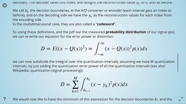 ADSP - 04 Lloyd-Max Quantizer - 03 Minimizing the Expectation of the Quantization Error Power