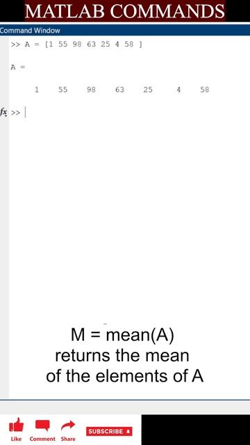 #Shorts #matlabtutorials - Find mean of an array #commandstutorial  #operators