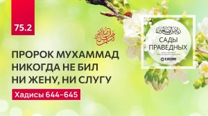 75.2 Сады праведных. Пророк Мухаммад ﷺ никогда не бил ни жену, ни слугу. Хадисы 644-645