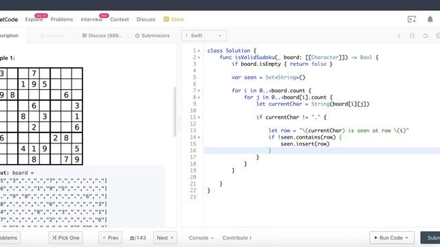 Leetcode 36: Valid Sudoku - Swift (Swift Programming Language, Algorithm & Data Structure)