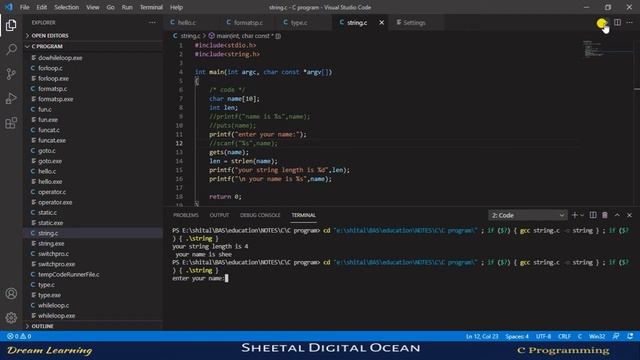 String | String Function in C [Hindi] | Tutorial 33#codewithsheetal #coder