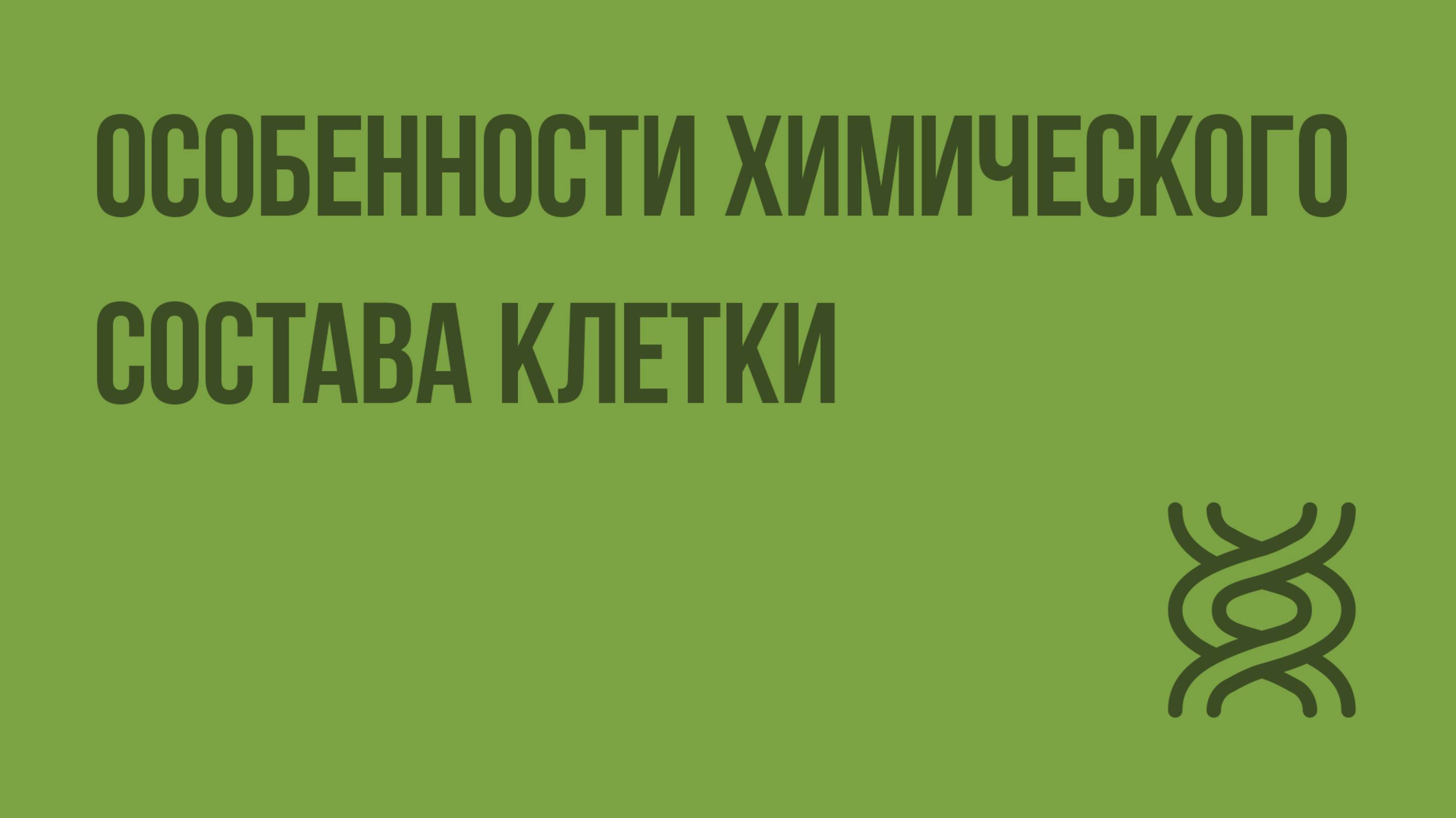 Особенности химического состава клетки. Видеоурок по биологии 10 класс