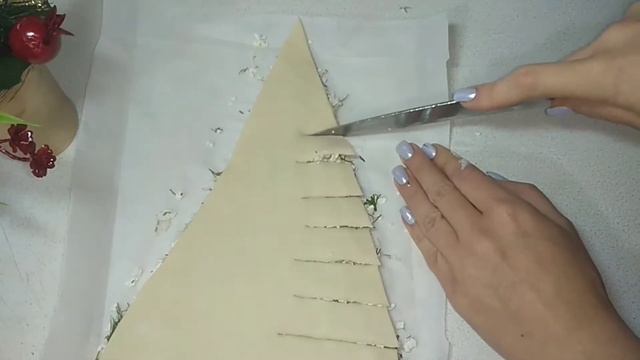 На новогодний стол.Елка из слоёного теста.Слойки с творогом@ДАВАЙТЕПРИГОТОВИМ