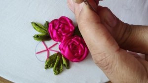 Hand Embroidery flower design tutorial | Ribbon Flower Design stitch | Easy Flower embroidery stitc