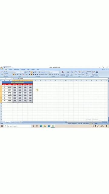 Auto Sum in Excel | MS Excel Tutorial in Hindi #shorts #youtubeshorts