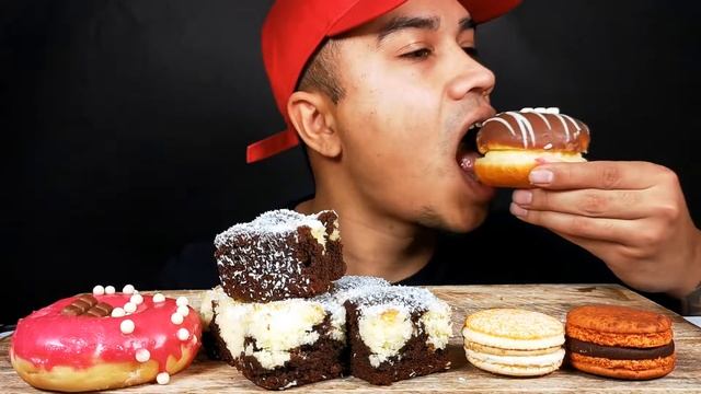 ASMR EATING CHOCOLATE CAKE, MACARONS & DONUTS MUKBANG *No Talking* REAL SOUNDS DJAVA DJAY ASMR 먹방