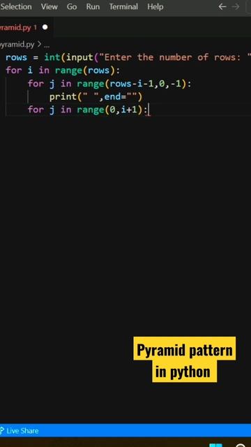 Try to draw Triangle/ Pyramid pattern in Python | #shorts #coding #python смотреть онлайн