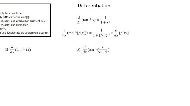 A-level Mathematics 9709: Differentiation of arctan x example 1