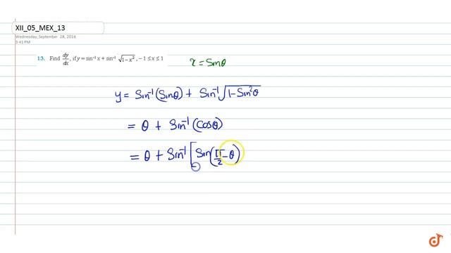 Find `(dy)/(dx)` , if `y=sin^(-1)x+sin^(-1)sqrt(1-x^2),-1lt=xlt=1` .... смотреть онлайн