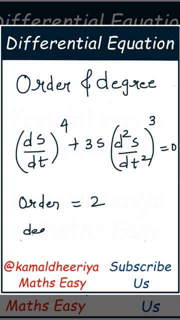 Differential Equations Order and Degree Class 12 Term 2 Shorts part 2 @Kamaldheeriya Maths easy смотреть онлайн